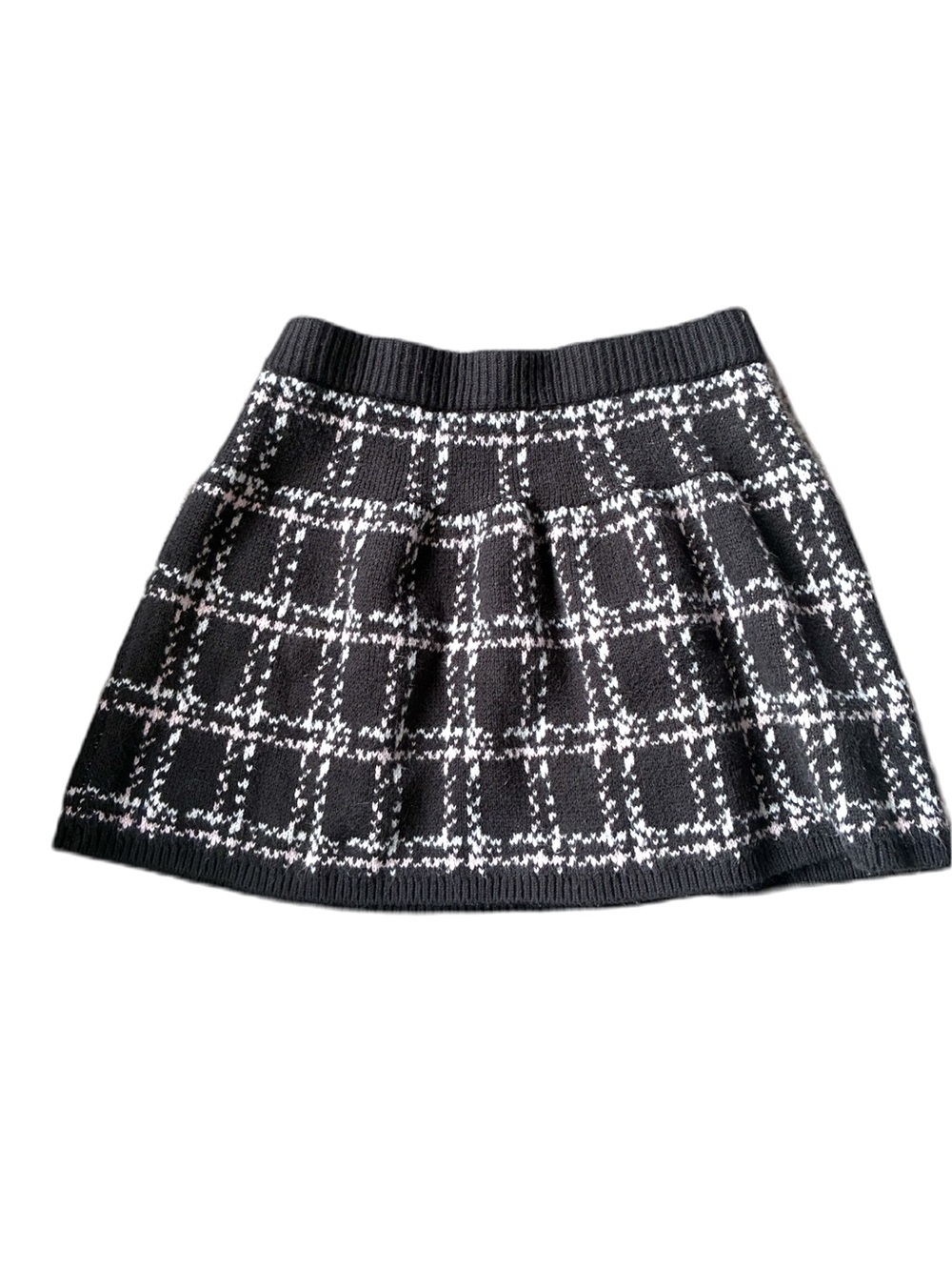 Girls Abercrombie Kids Black & Pale Pink Plaid Knit Skirt